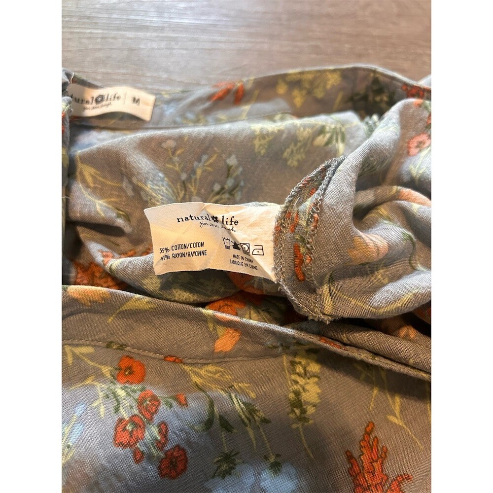 Natural Life Skirt Womens Size M Gray Blue Floral Tiered Maxi Boho Flowy - Picture 6 of 11